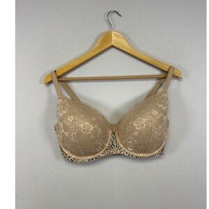 Animal Print Victoria's Secret Womens 38DDD Beige Lace Lined Demi Underwire Bra